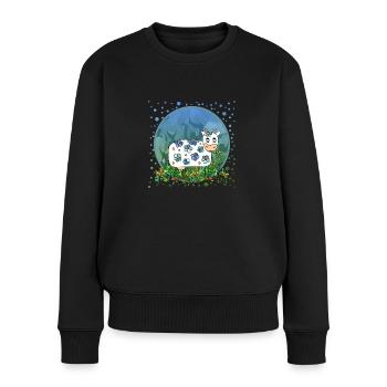 Kuh - Frauen Premium Bio Pullover - Schwarz - Vorne - Julia (174cm)