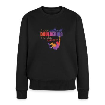 Bouldern - Frauen Premium Bio Pullover - Schwarz - Vorne - Julia (174cm)