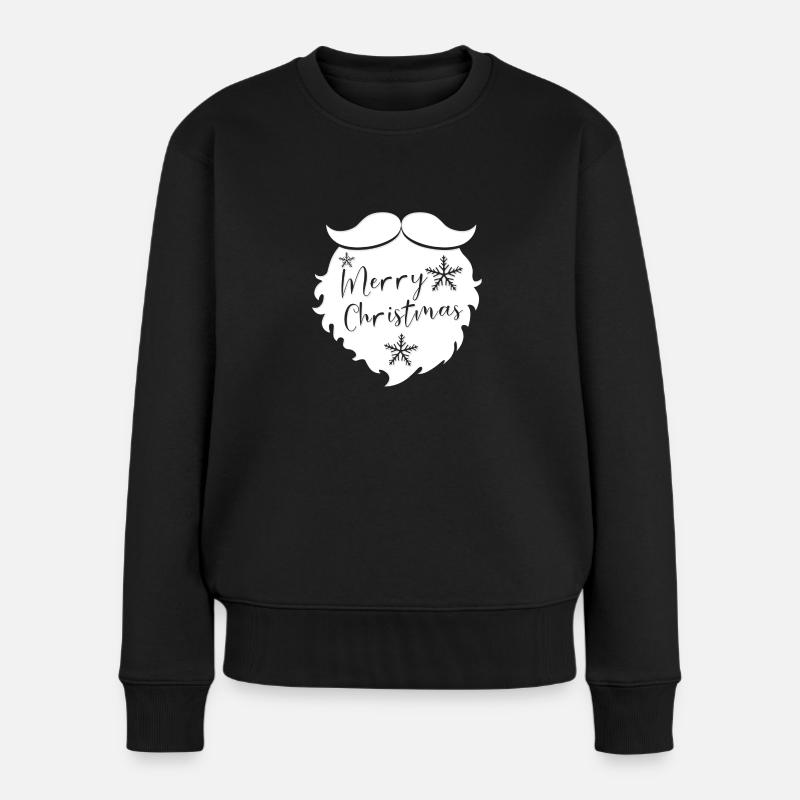 Weihnachtsmann Bart - Frohe Weihnachten - Frauen Premium Bio Pullover - Schwarz