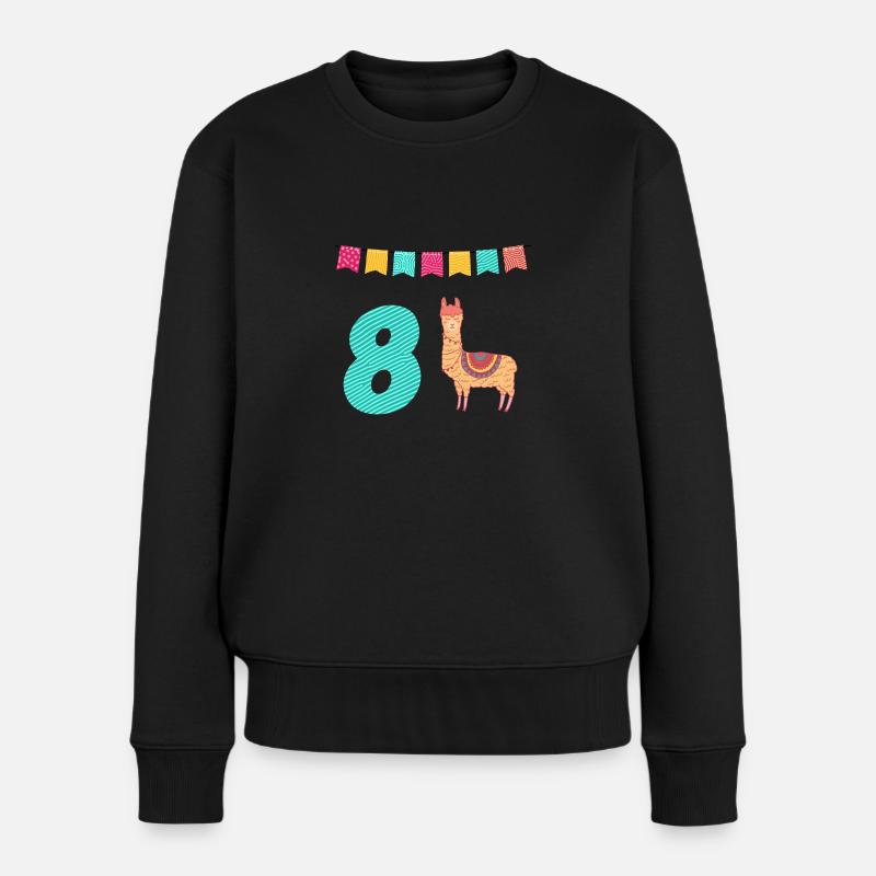 Lustiges Lama Alpaka 8. Geburtstag - Frauen Premium Bio Pullover - Schwarz