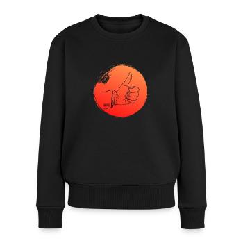 Daumen hoch - Frauen Premium Bio Pullover - Schwarz - Vorne - Julia (174cm)