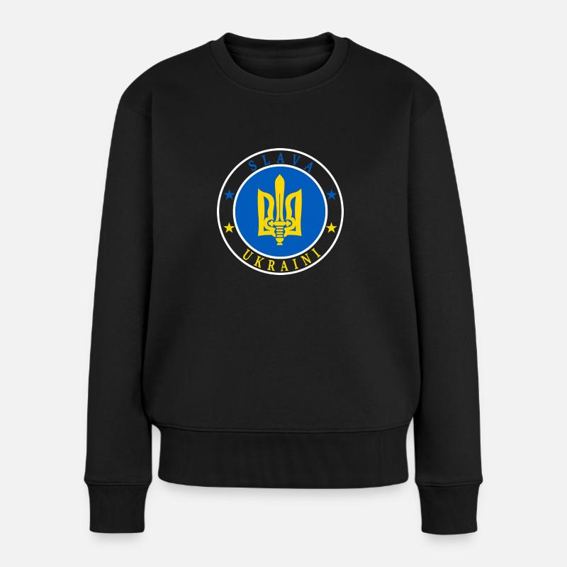 Slava ukraini - Frauen Premium Bio Pullover - Schwarz