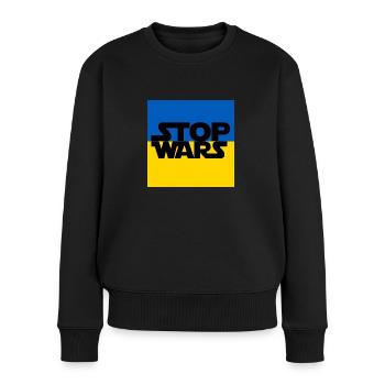Ukraine - Frauen Premium Bio Pullover - Schwarz - Vorne - Julia (174cm)