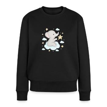 sweet elephant on cloud with stars - Women's Premium Organic Jumper - black - Front - Julia (174cm)
