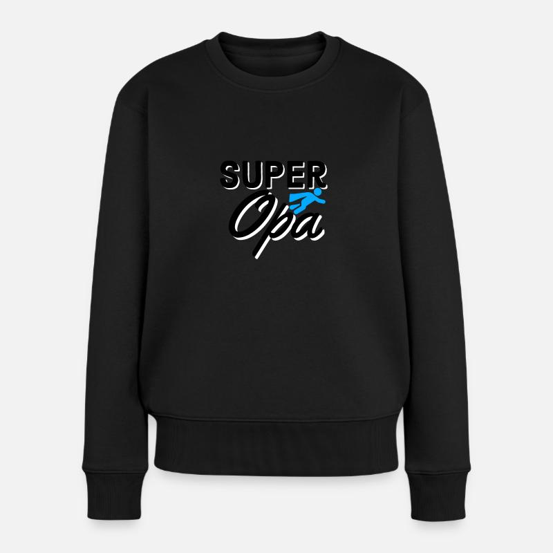 Super Opa Text mit Figur flieger - Frauen Premium Bio Pullover - Schwarz