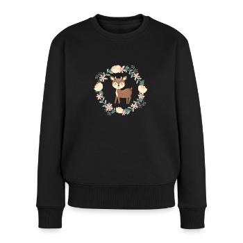 süßes kleines Reh - Frauen Premium Bio Pullover - Schwarz - Vorne - Julia (174cm)