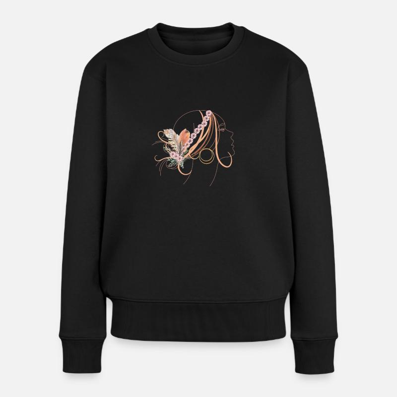 boho lady - Frauen Premium Bio Pullover - Schwarz