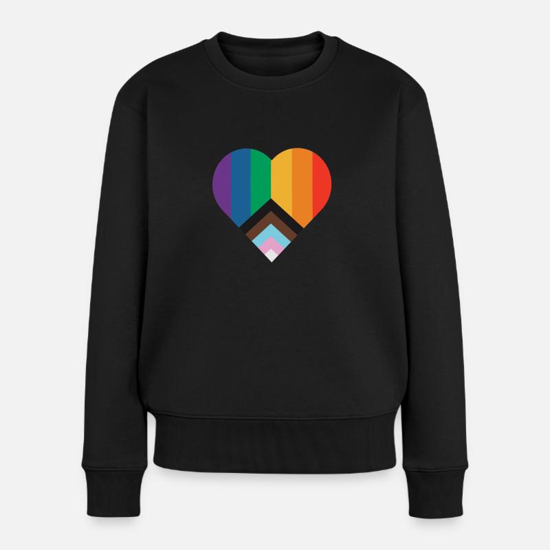 LGBT-Herz - Frauen Premium Bio Pullover - Schwarz