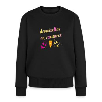 demoiselles en vacances femme été vacances - Pull Premium bio Femme - noir - Devant - Julia (174cm)
