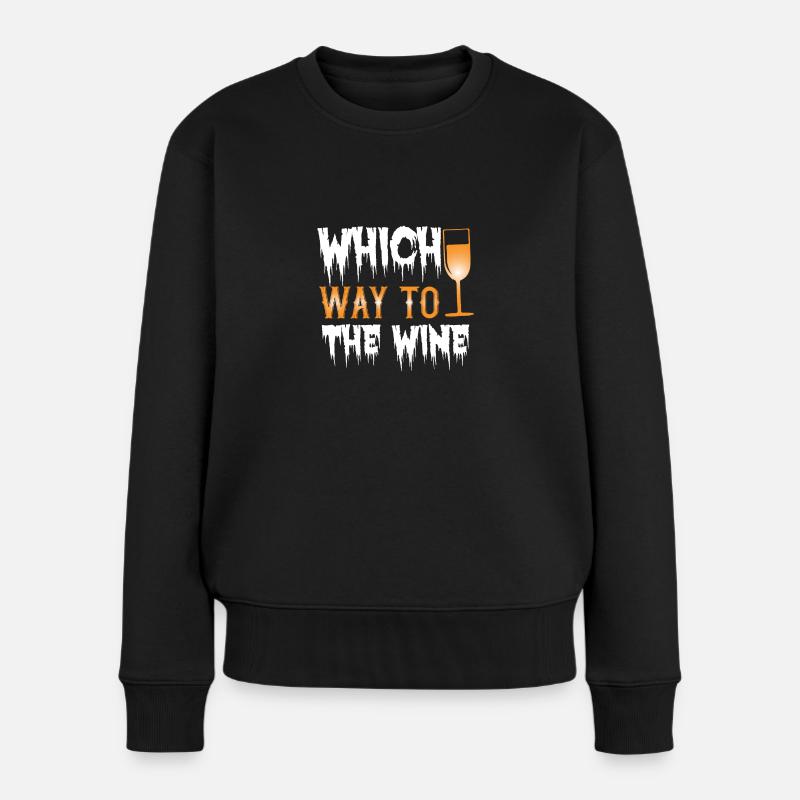 Which Way to the Wine - Frauen Premium Bio Pullover - Schwarz
