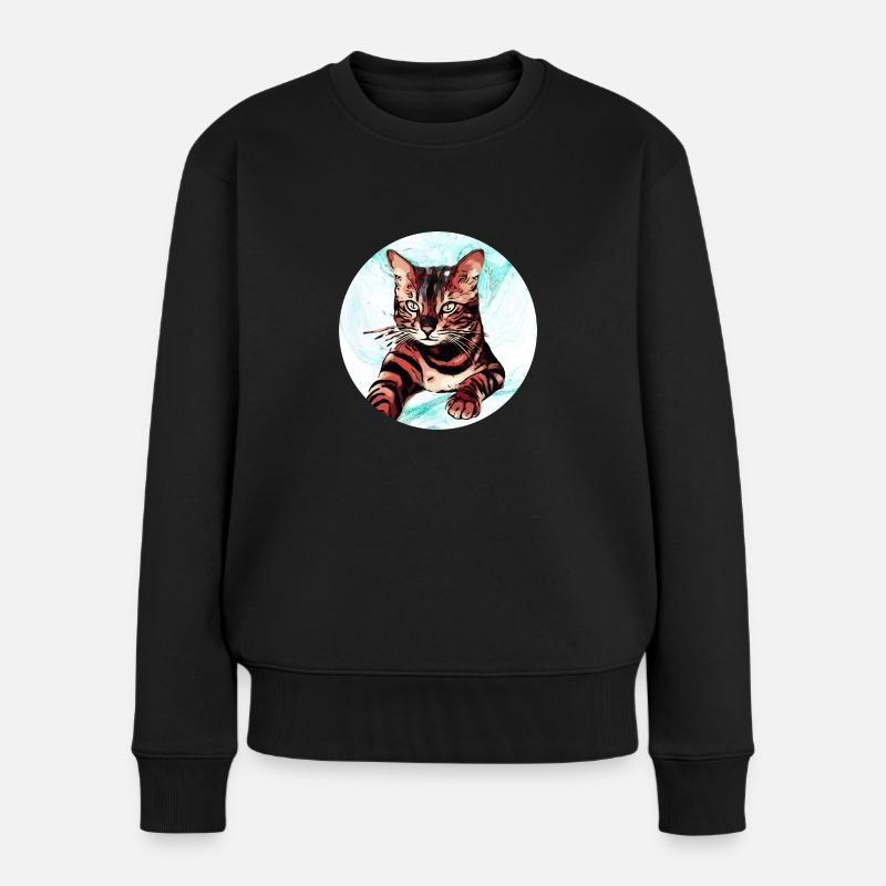Bengal 1 - Frauen Premium Bio Pullover - Schwarz