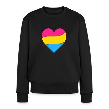 Pan Herz | Pride - Frauen Premium Bio Pullover - Schwarz - Vorne - Julia (174cm)
