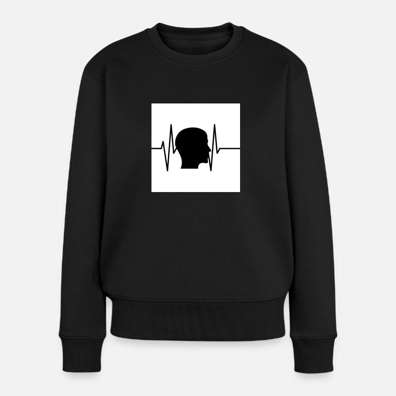 Herzschlag mit Kopf - Frauen Premium Bio Pullover - Schwarz