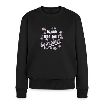 jolie fleur - Pull Premium bio Femme - noir - Devant - Julia (174cm)