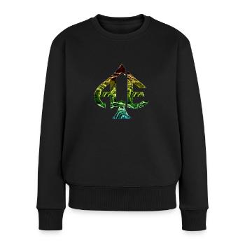 Ace of Spades Casino Poker Kartenspiele Geld Glück - Frauen Premium Bio Pullover - Schwarz - Vorne - Julia (174cm)