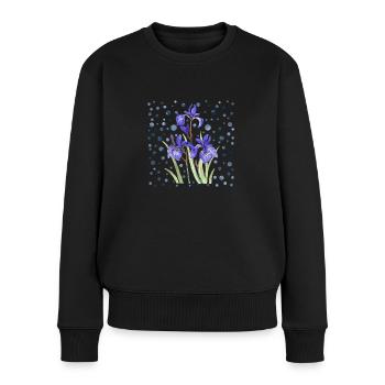 Blumen - Frauen Premium Bio Pullover - Schwarz - Vorne - Julia (174cm)