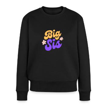 BIG SIS - Große Schwester | Geschwister | Sister - Frauen Premium Bio Pullover - Schwarz - Vorne - Julia (174cm)