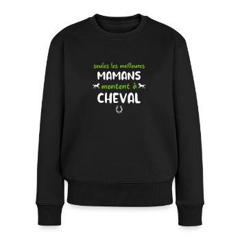 Seules les meilleures mamans montent à cheval - Pull Premium bio Femme - noir - Devant - Julia (174cm)
