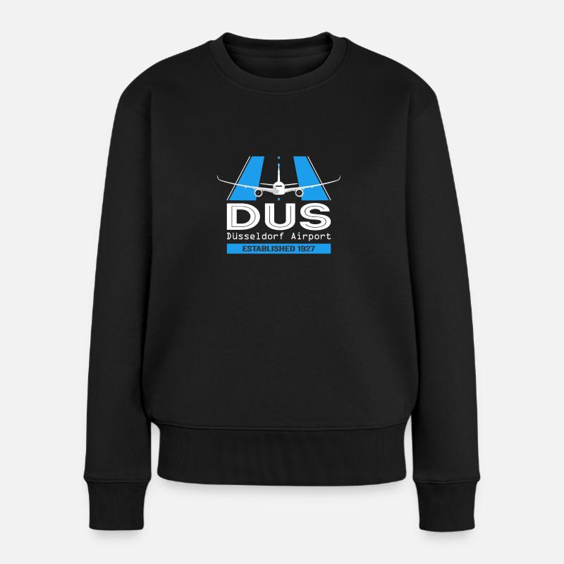 DUS Airport Düsseldorf Allemagne - Conception d’avion - Pull Premium bio Femme - noir