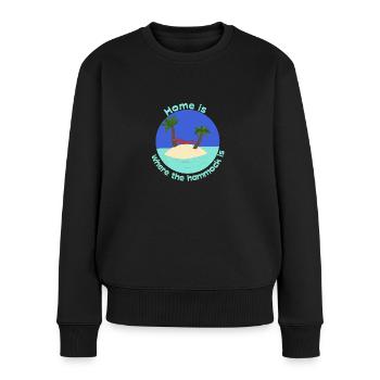 La maison est l’endroit où se trouve le hamac - Pull Premium bio Femme - noir - Devant - Julia (174cm)