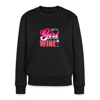 Just A Girl who loves wine - Women's Premium Organic Jumper - black - Front - Julia (174cm)