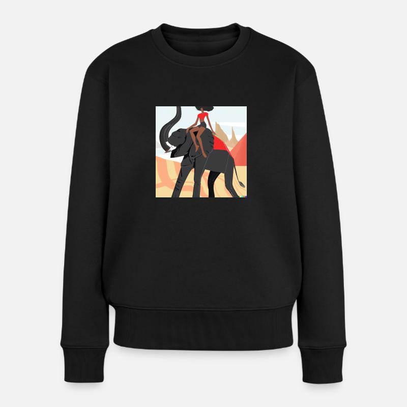 girl riding elephant - Frauen Premium Bio Pullover - Schwarz