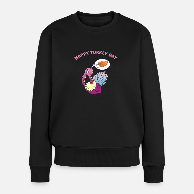 Happy Thanksgiving - Frauen Premium Bio Pullover - Schwarz