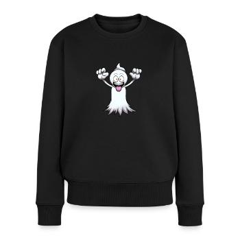 Lustiges Gespenst - Frauen Premium Bio Pullover - Schwarz - Vorne - Julia (174cm)