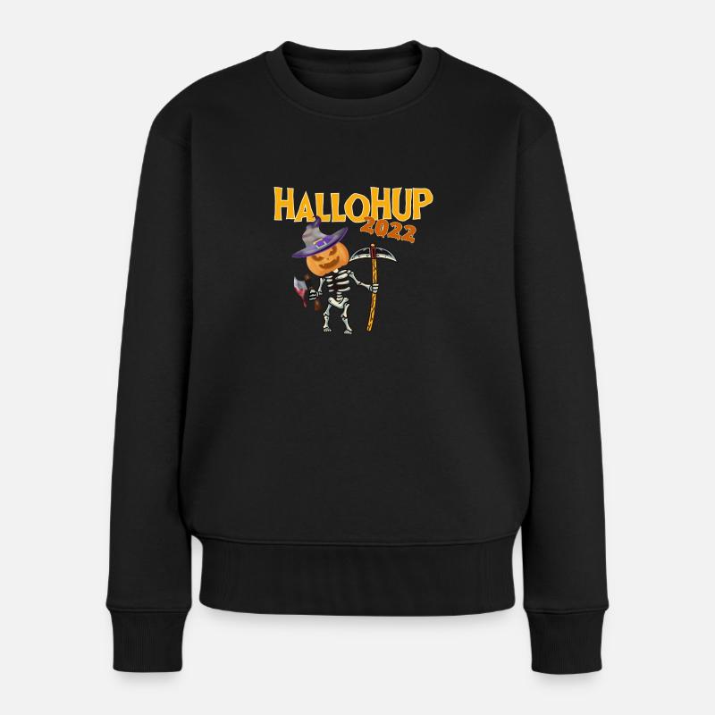 HelloHUP 2022 Citrouille Halloween - Pull Premium bio Femme - noir