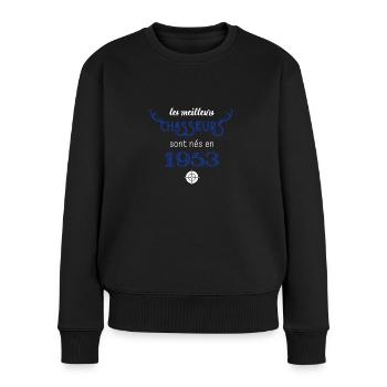 Anniversaire chasseur 1953 - Pull Premium bio Femme - noir - Devant - Julia (174cm)