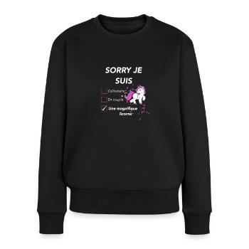 Je suis une magnifique licorne - Pull Premium bio Femme - noir - Devant - Julia (174cm)
