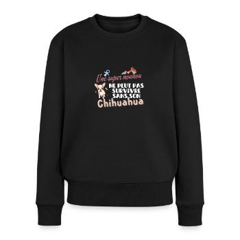 Idée cadeau nounou remerciement chien - Pull Premium bio Femme - noir - Devant - Julia (174cm)
