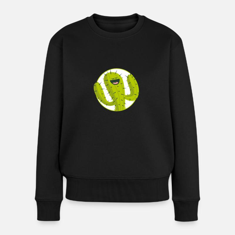 Kaktus - Frauen Premium Bio Pullover - Schwarz