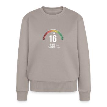 Anniversaire 16 ans Compteur - Pull Premium bio Femme - taupe - Devant - Julia (174cm)