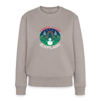 Santa i can Explain - Frauen Premium Bio Pullover - Taupe - Vorne - Julia (174cm)