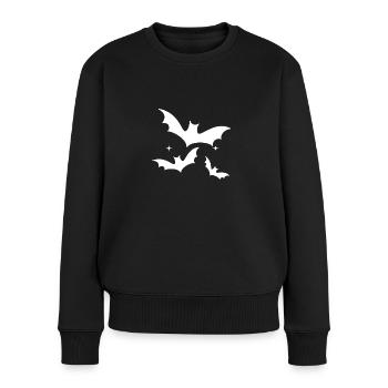 Fledermäuse | Halloween - Frauen Premium Bio Pullover - Schwarz - Vorne - Julia (174cm)