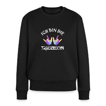 Ich bin die Trauzeugin - Frauen Premium Bio Pullover - Schwarz - Vorne - Julia (174cm)