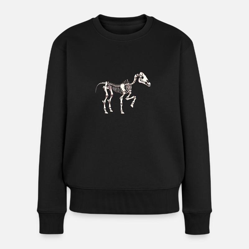 Pferdeskelett - Frauen Premium Bio Pullover - Schwarz