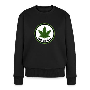 Weed - il est temps de rouler - Pull Premium bio Femme - noir - Devant - Julia (174cm)