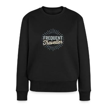 Frequent Traveller - Vintage Sun Beam Geschenk - Frauen Premium Bio Pullover - Schwarz - Vorne - Julia (174cm)