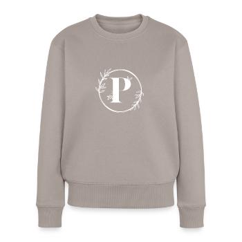 Buchstabe P Blumen - Frauen Premium Bio Pullover - Taupe - Vorne - Julia (174cm)