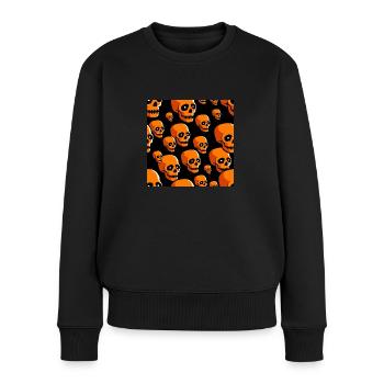 Crânes Motif Halloween Citrouille Noir & Orange - Pull Premium bio Femme - noir - Devant - Julia (174cm)
