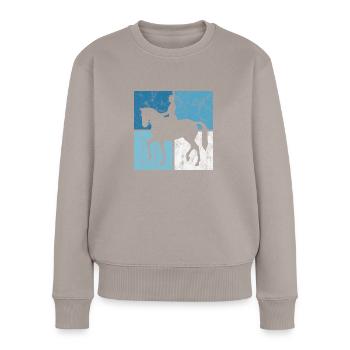 Dressur Dressurreiten Dressurreiter Reiten Pferd - Frauen Premium Bio Pullover - Taupe - Vorne - Julia (174cm)