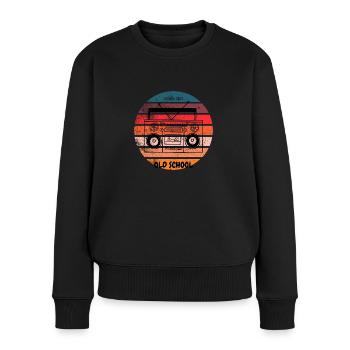 OLD SCHOOL - Frauen Premium Bio Pullover - Schwarz - Vorne - Julia (174cm)