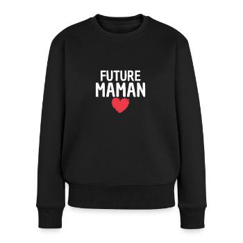 Cadeau future maman original - Pull Premium bio Femme - noir - Devant - Julia (174cm)