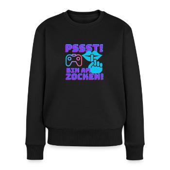 Pssst bin am zocken Gamer Geschenk - Frauen Premium Bio Pullover - Schwarz - Vorne - Julia (174cm)