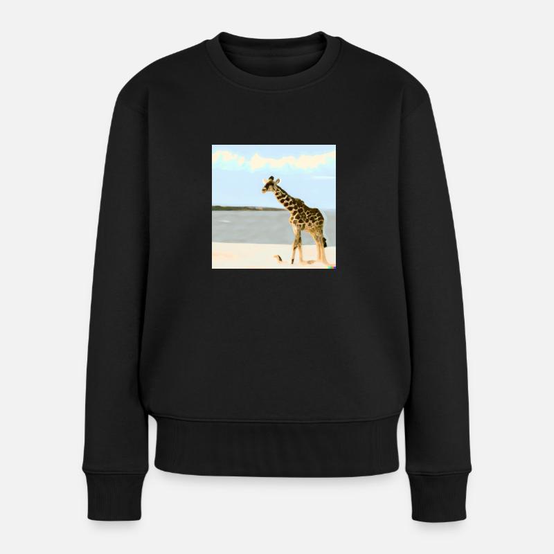 Giraffe am Strand - Frauen Premium Bio Pullover - Schwarz