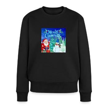 Frohe Feiertage. Frohes neues Jahr! - Frauen Premium Bio Pullover - Schwarz - Vorne - Julia (174cm)
