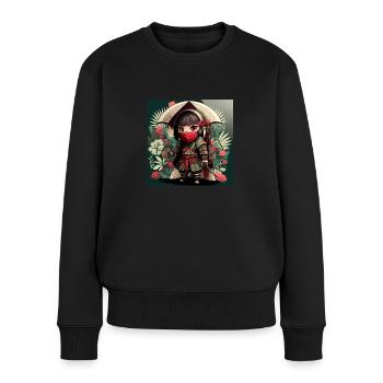 Kawaii Anime Samurai - AI Art - Digitale Kunst - Frauen Premium Bio Pullover - Schwarz - Vorne - Julia (174cm)