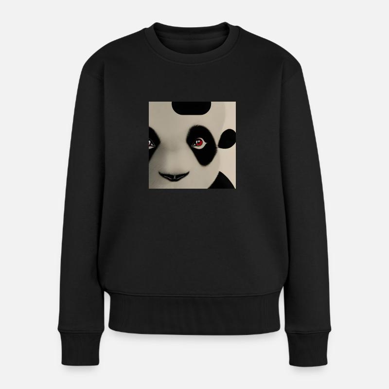 Panda - Frauen Premium Bio Pullover - Schwarz